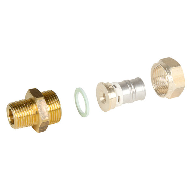 Racord cu compresie cu etansare plata pentru niplu redus din alama, 1" - 1 1/4", FRANKISCHE - ALPEX-DUO