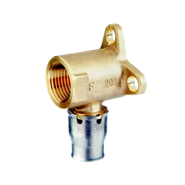 Cot prin impingere (Push-fit) cu prindere pe perete din alama 20 mm - 3/4" FI - 35 mm,  FRANKISCHE - ALPEX-PLUS