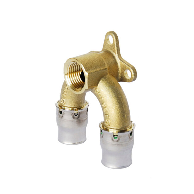 Cot dublu prin impingere (Push-fit) montaj pe perete din alama 20 mm - 1/2",  FRANKISCHE - ALPEX-PLUS