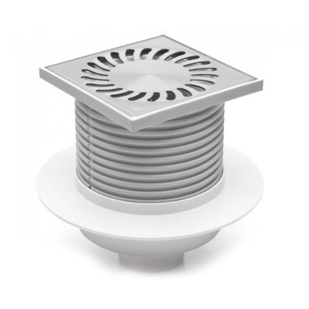 Sifon de pardoseala MCH Neptun cu iesire verticala DN 50/H reglabil, rectangular, cu guler/flansa