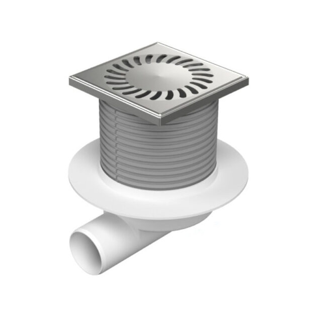 Sifon de pardoseala MCH Neptun cu iesire orizontala DN 50/H reglabil, rectangular, cu guler/flansa