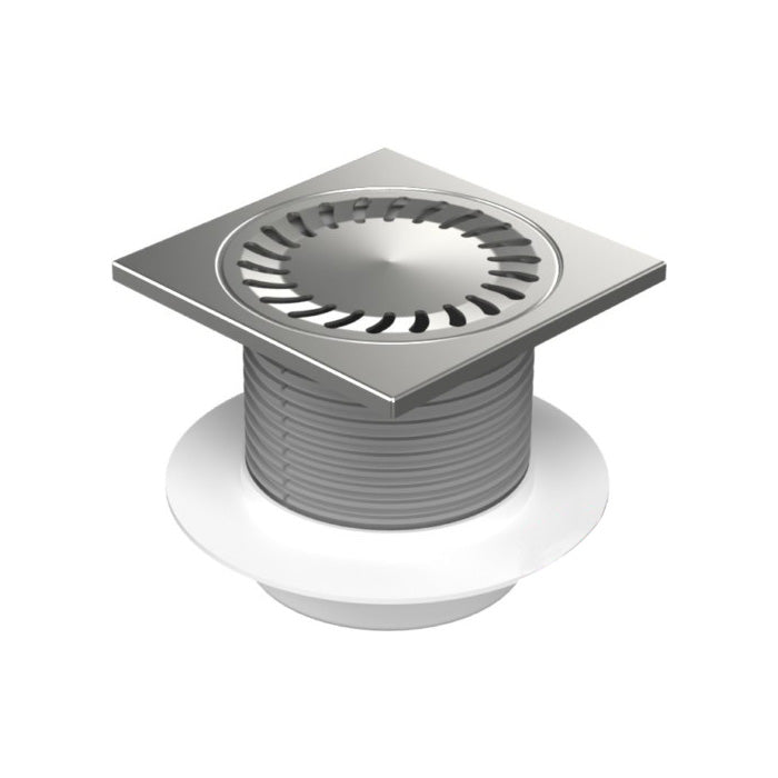 Sifon de pardoseala MCH Neptun 150x150 cu iesire verticala DN 50/H reglabil, complet din otel inox, cu guler/flansa
