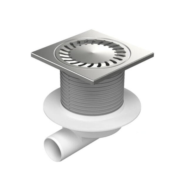 Sifon de pardoseala MCH Neptun cu iesire orizontala DN 50/H reglabil, complet din otel inox, cu guler/flansa