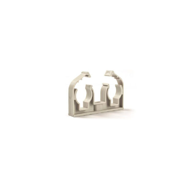 Clema dubla MCH cu inchizatoare pentru fixarea tevilor de plastic-2x25 mm