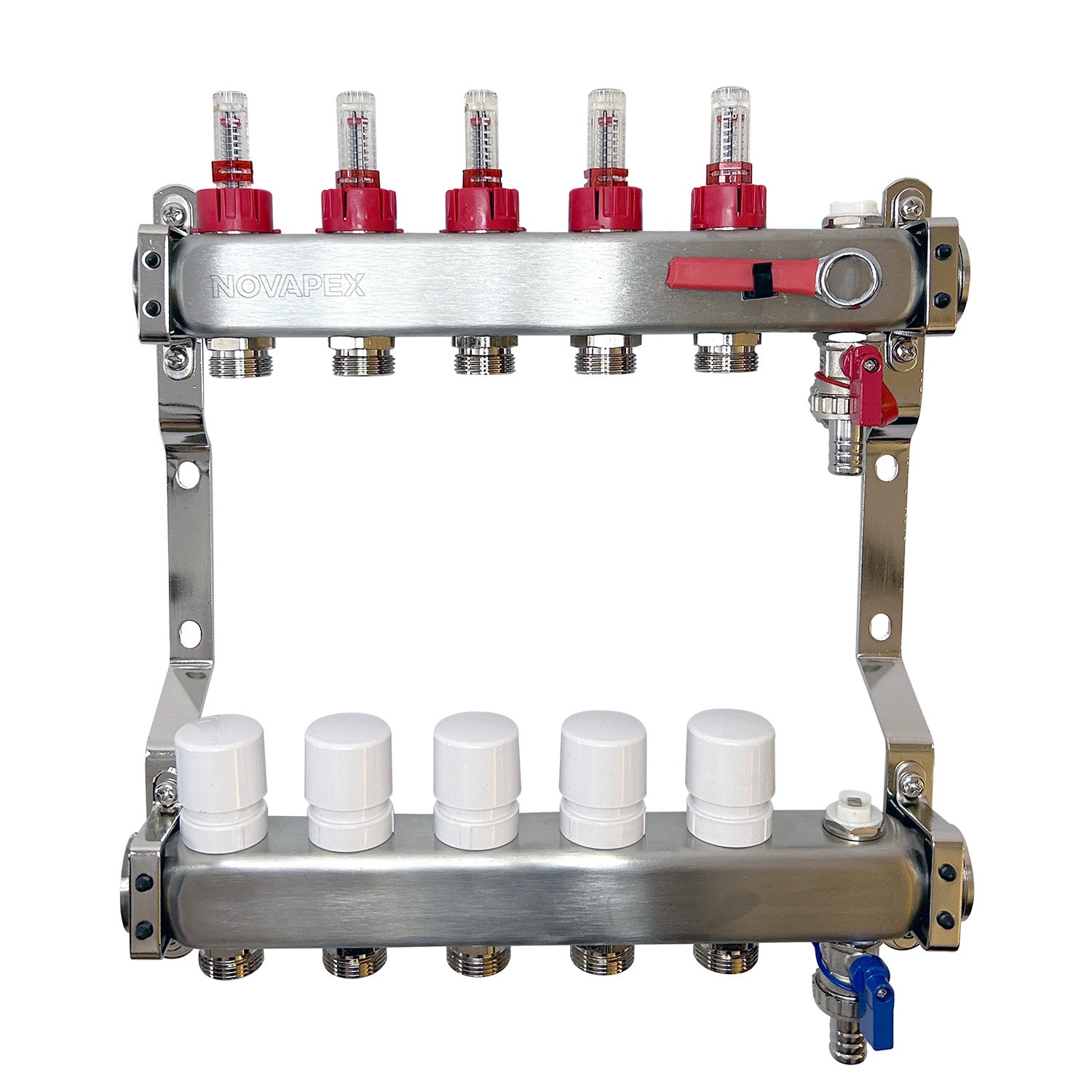 Distribuitor - colector NOVAPEX pentru instalatii de incalzire in pardoseala-5 cai, 1" - 3/4"