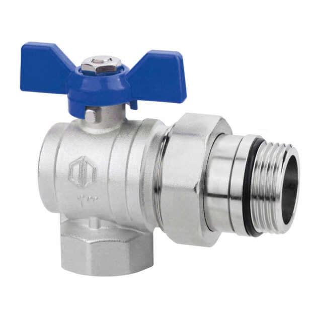 Robinet sferic coltar NOVAPEX, Dn 25 Albastru (retur) - 1”FI x 1”FE