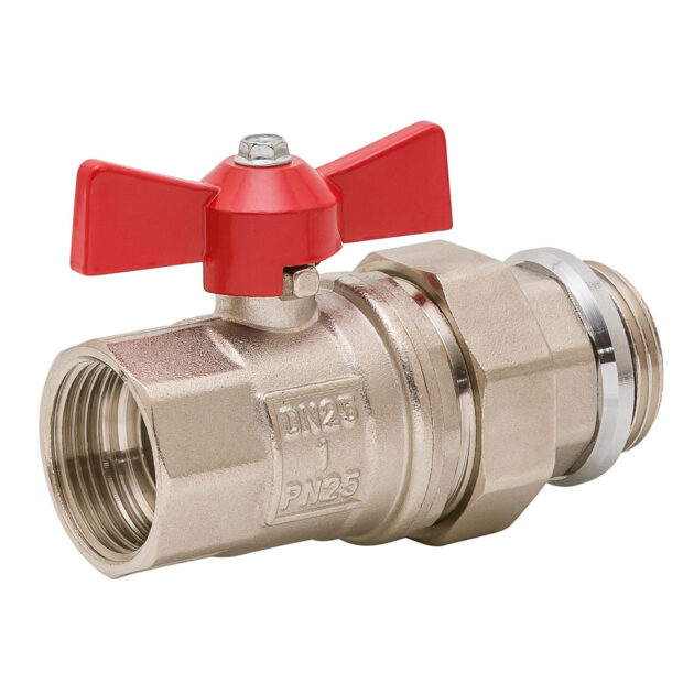 Robinet sferic drept NOVAPEX, Dn 25  Rosu (tur) - 1”FE