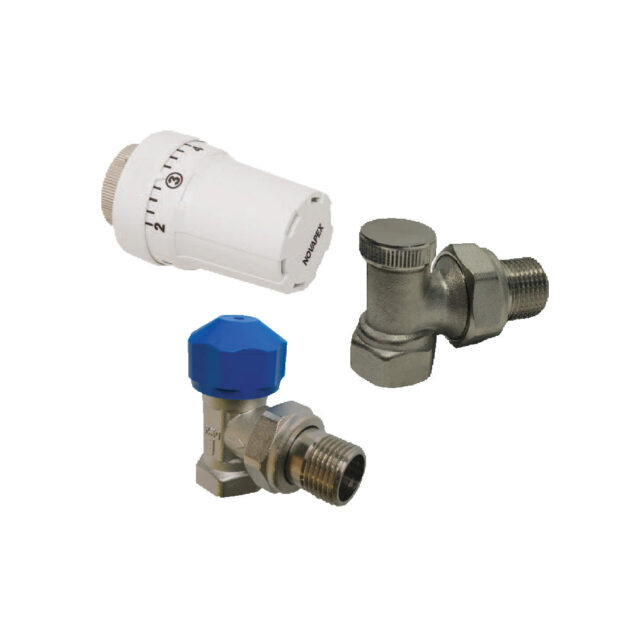 Set robinet NOVAPEX cu cap termostatic tur si retur 1/2"