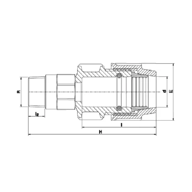 Mufa FE filet bronz 40x1.1/4" PN 16 COMPRESIUNE - imagine 2