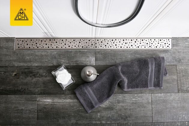Rigola de interior montate la perete MCH cu rama si gratar de inox SQUARE mata, 750 mm