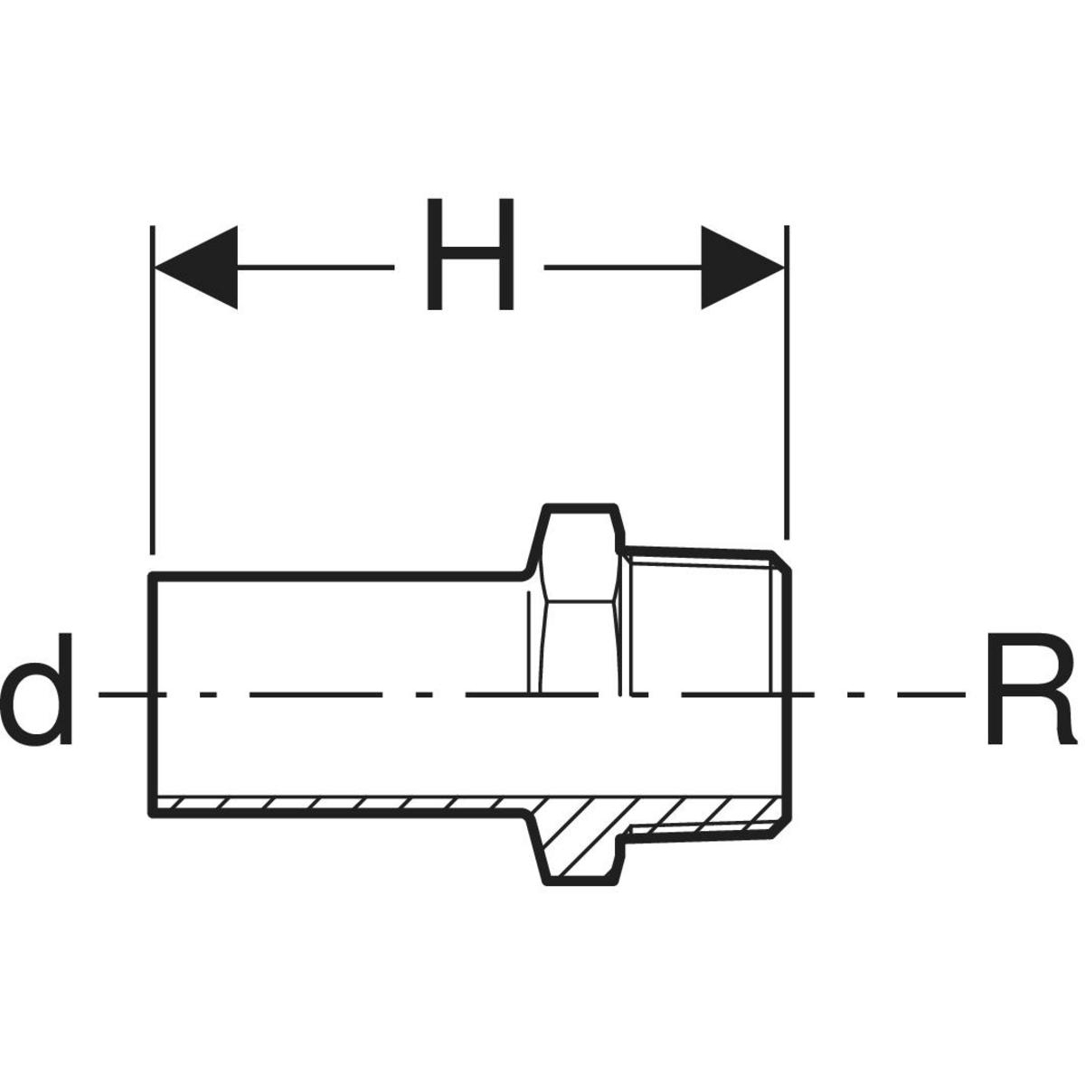 Adaptor Geberit Mapress Oţel-Carbon cu filet exterior şi capăt drept: d=22mm R=1/2″ - imagine 2