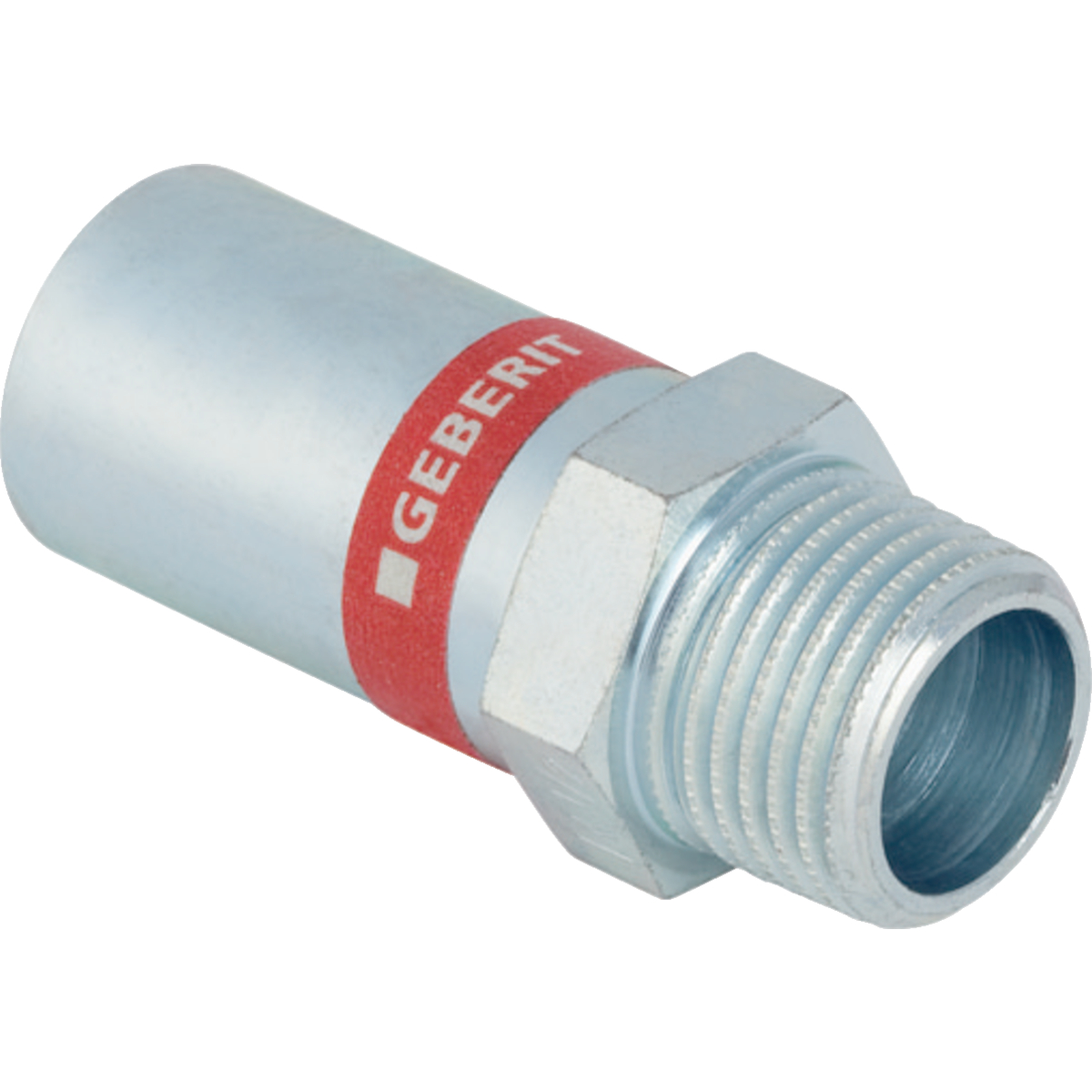 Adaptor Geberit Mapress Oţel-Carbon cu filet exterior şi capăt drept: d=22mm R=1/2″
