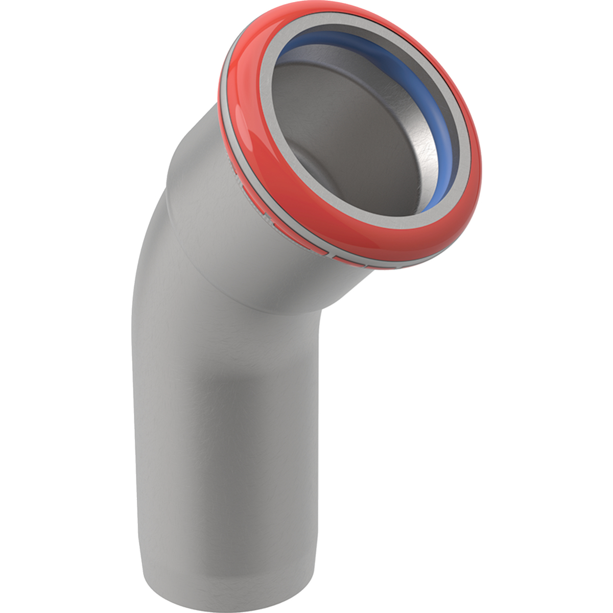 Cot Geberit Mapress Oţel-Carbon cu capăt drept (FKM albastru): 45° d=35mm