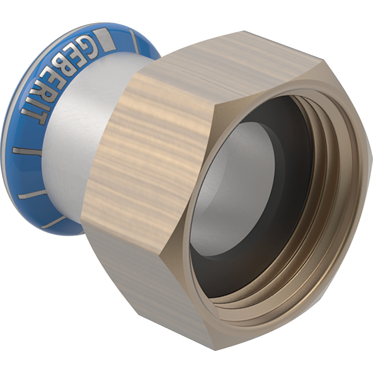Adaptor Geberit Mapress Oţel-Inox cu filet exterior (FKM albastru): d=88.9mm R=3″
