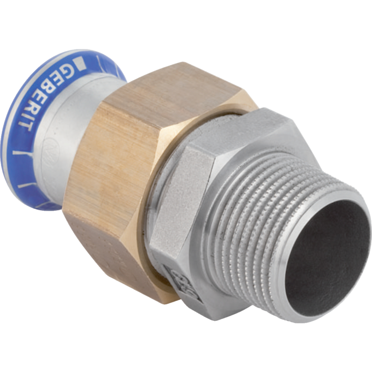 Adaptor cu filet Geberit Mapress Oţel-Inox cu filet exterior: d=15mm R=1/2″