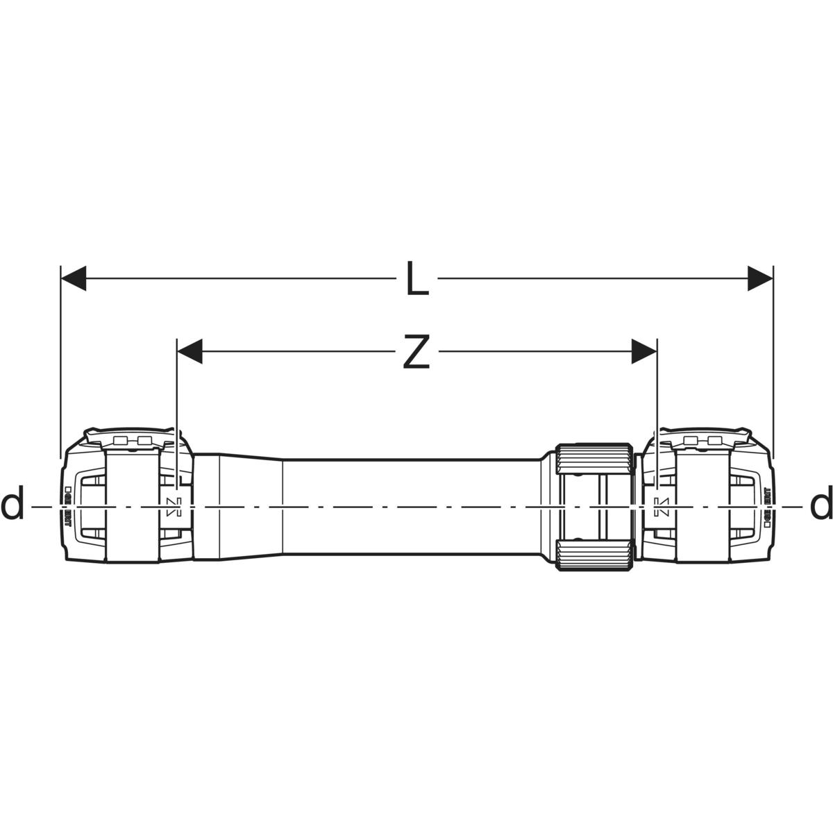 Mufă lungă Geberit FlowFit: Material=Bronz silicat fără plumb d=40mm - imagine 2