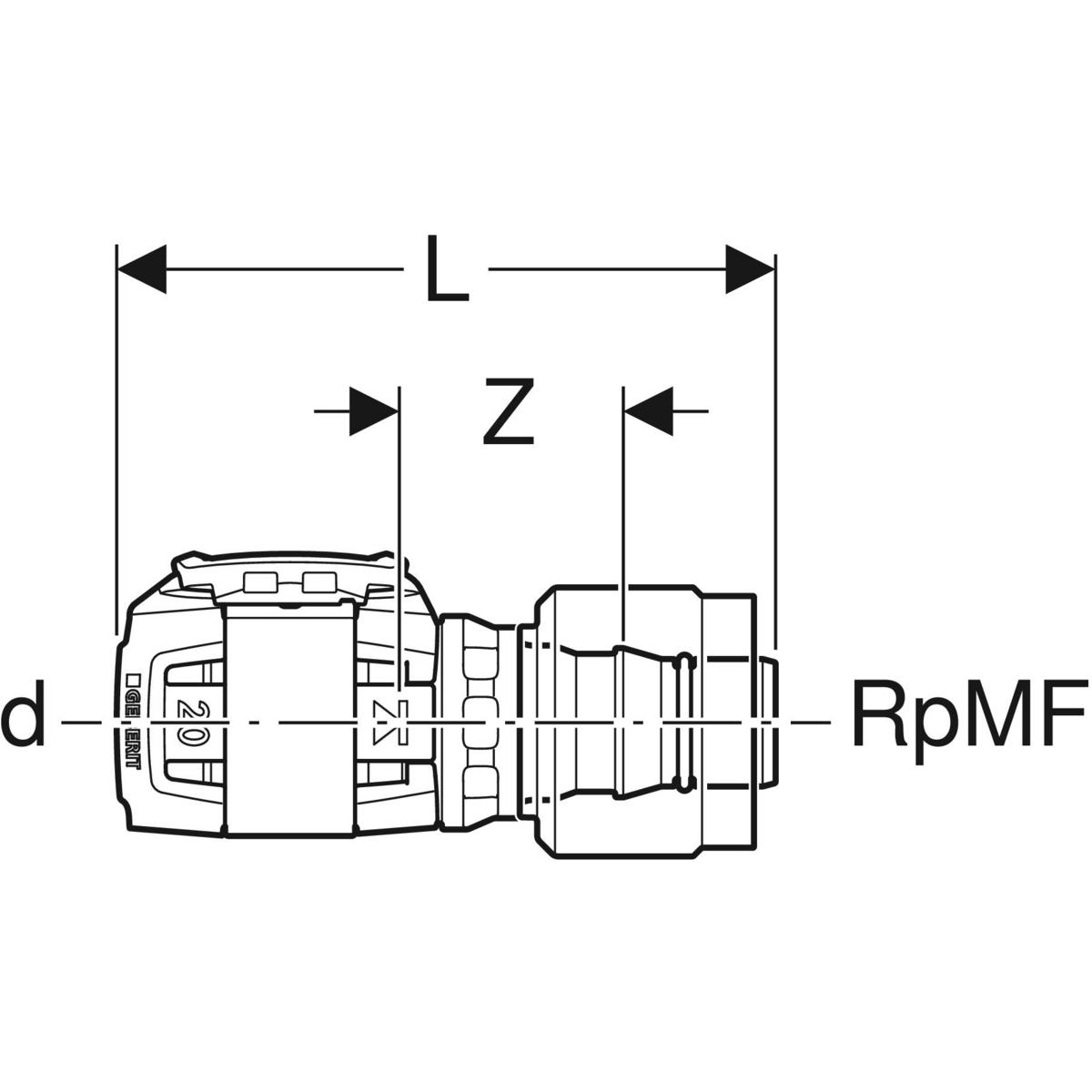 Adaptor Geberit FlowFit cu MasterFix: Material=PPSU d=16mm RpMF=1/2″ - imagine 2