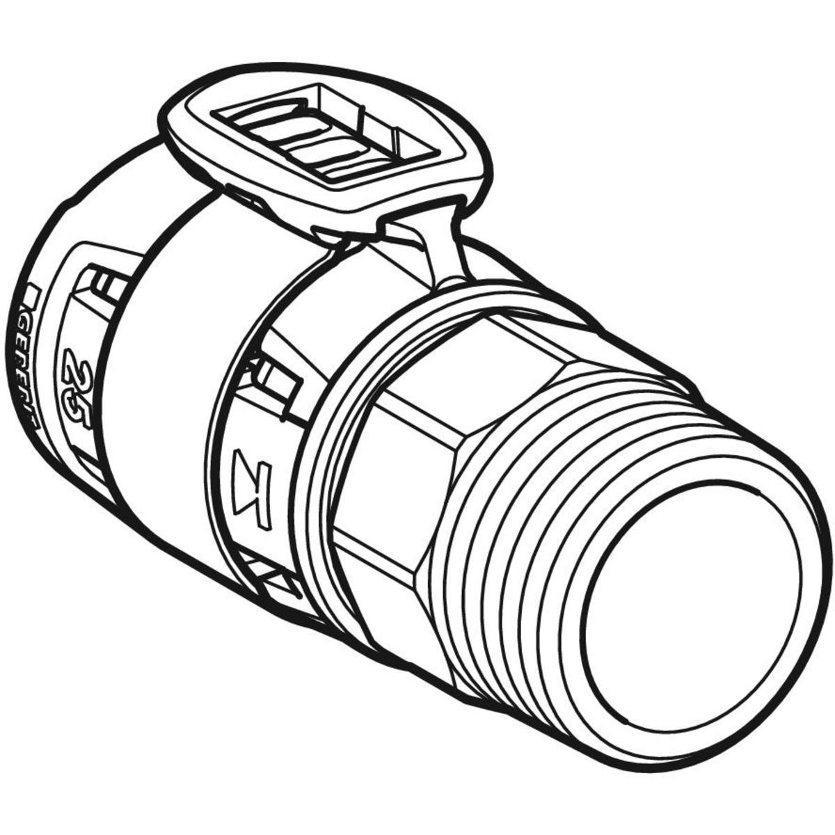 Adaptare Geberit FlowFit cu filet exterior: Material=Bronz silicat fără plumb d=40mm R=1″ - imagine 3