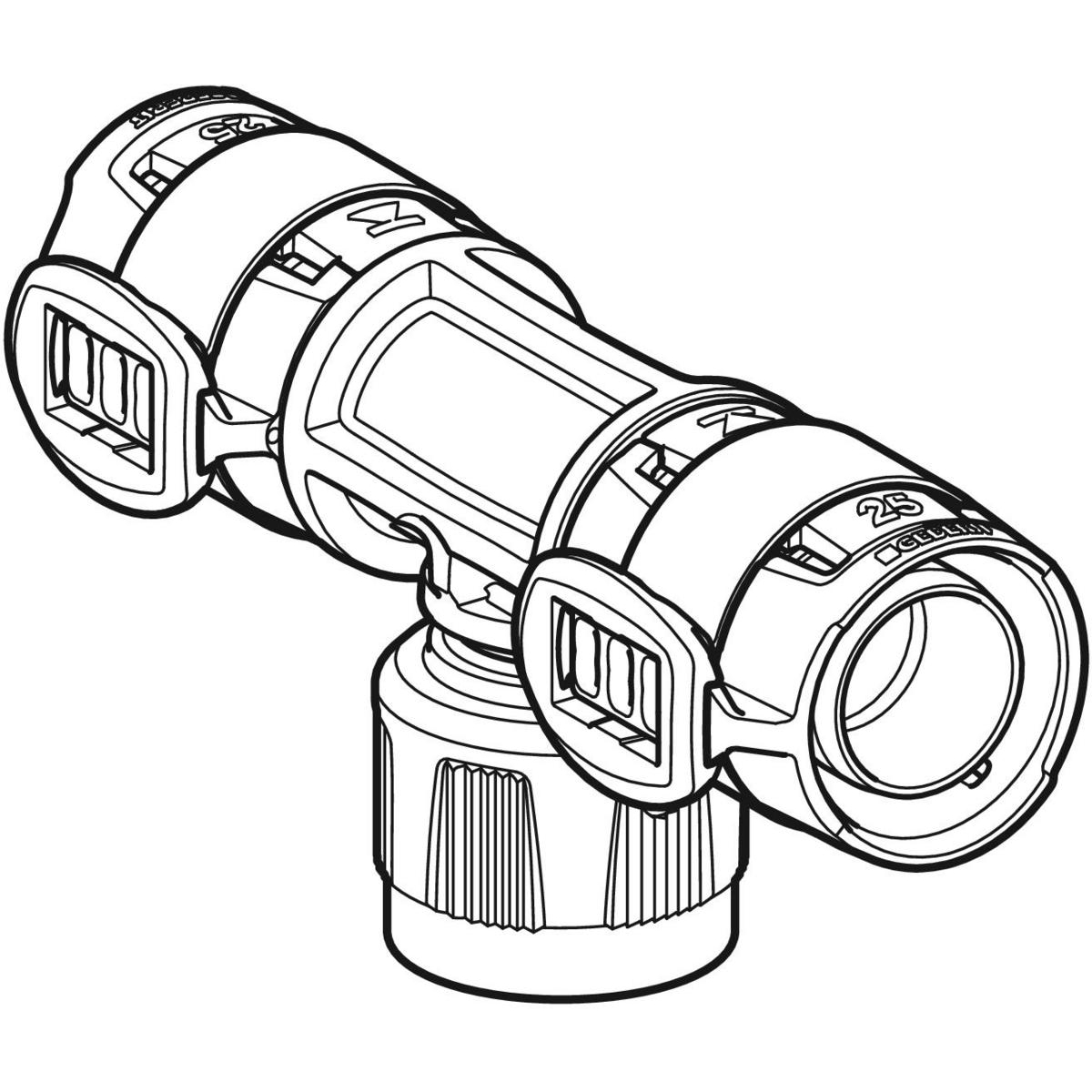 Teu de adaptare Geberit FlowFit cu MasterFix trecere: Material=PPSU d=16mm RpMF=1/2″ d1=16mm - imagine 3