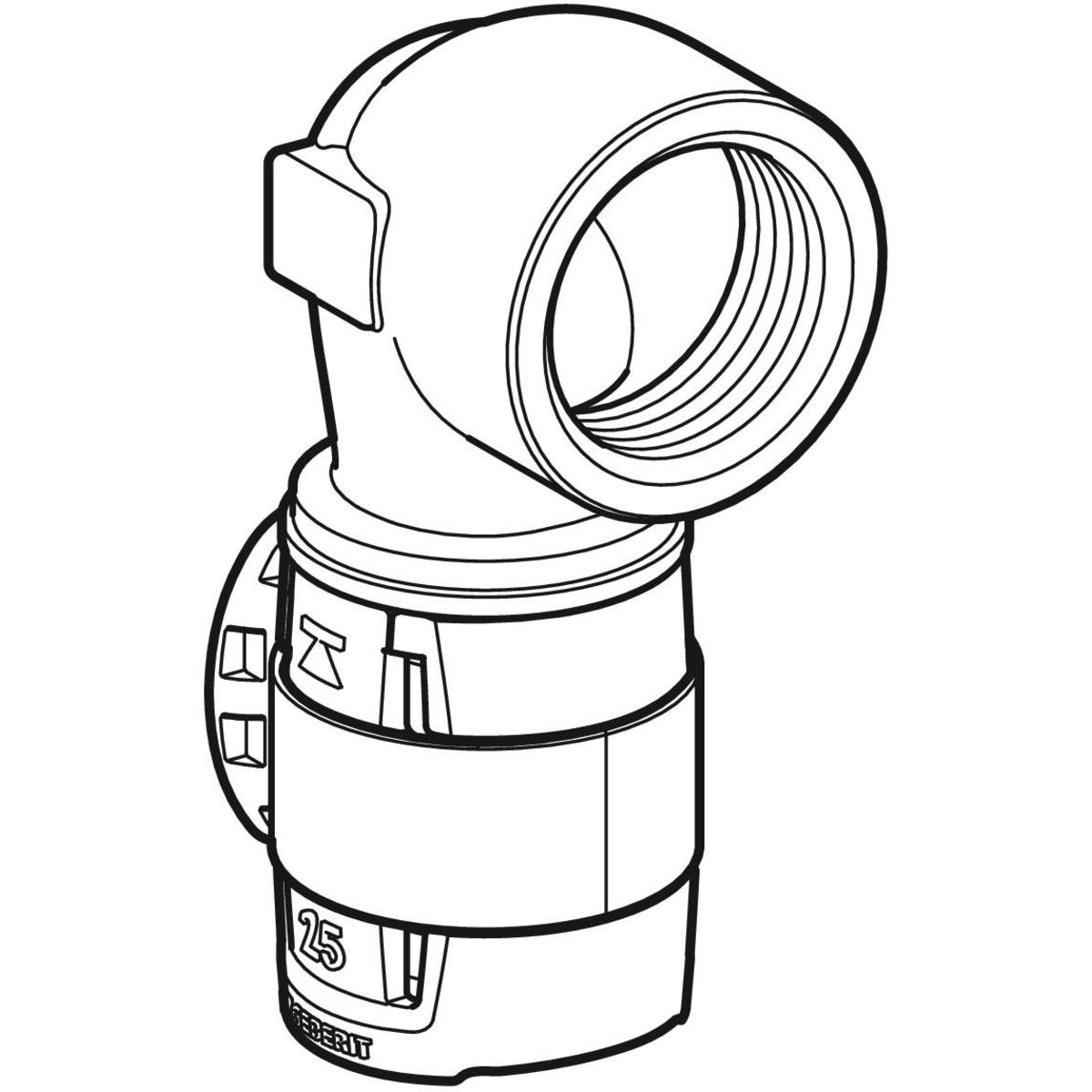 Cot adaptor 90° Geberit FlowFit cu filet interior: Material=Fontă roşie fără plumb d=16mm Rp=1/2″ - imagine 3