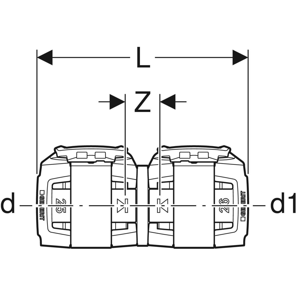 Adaptor Geberit FlowFit la Geberit Mepla: Material=Bronz silicat fără plumb d=50mm d1=50mm - imagine 2