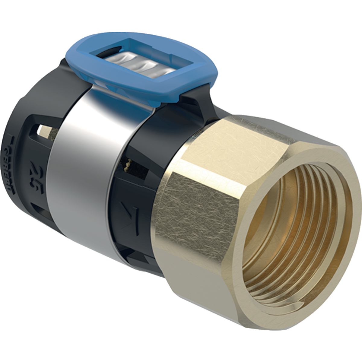 Adaptor Geberit FlowFit cu filet interior: Material=Bronz silicat fără plumb d=25mm Rp=1″
