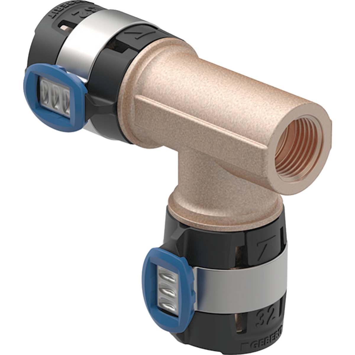 Teu Geberit FlowFit cu filet interior pe lateral: d=32mm Rp=1/2″