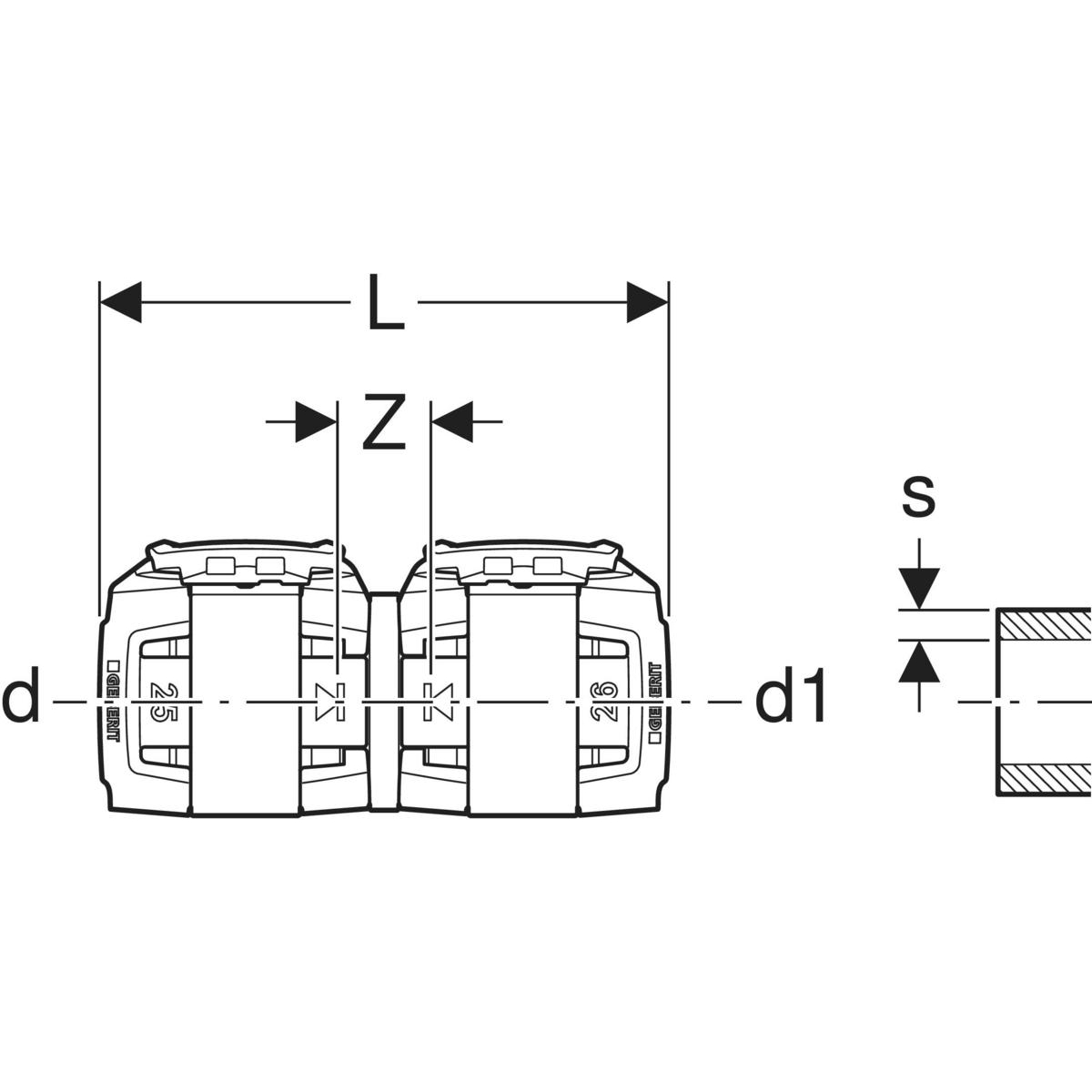 Adaptor Geberit FlowFit la sistem terţ: d=25mm s=3.5–3.7mm - imagine 2